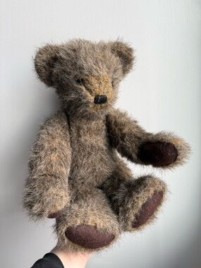 Bespoke Handmade Faux Mohair 5.5x12x17" Fully Jointed Posable Brown Teddy Bear